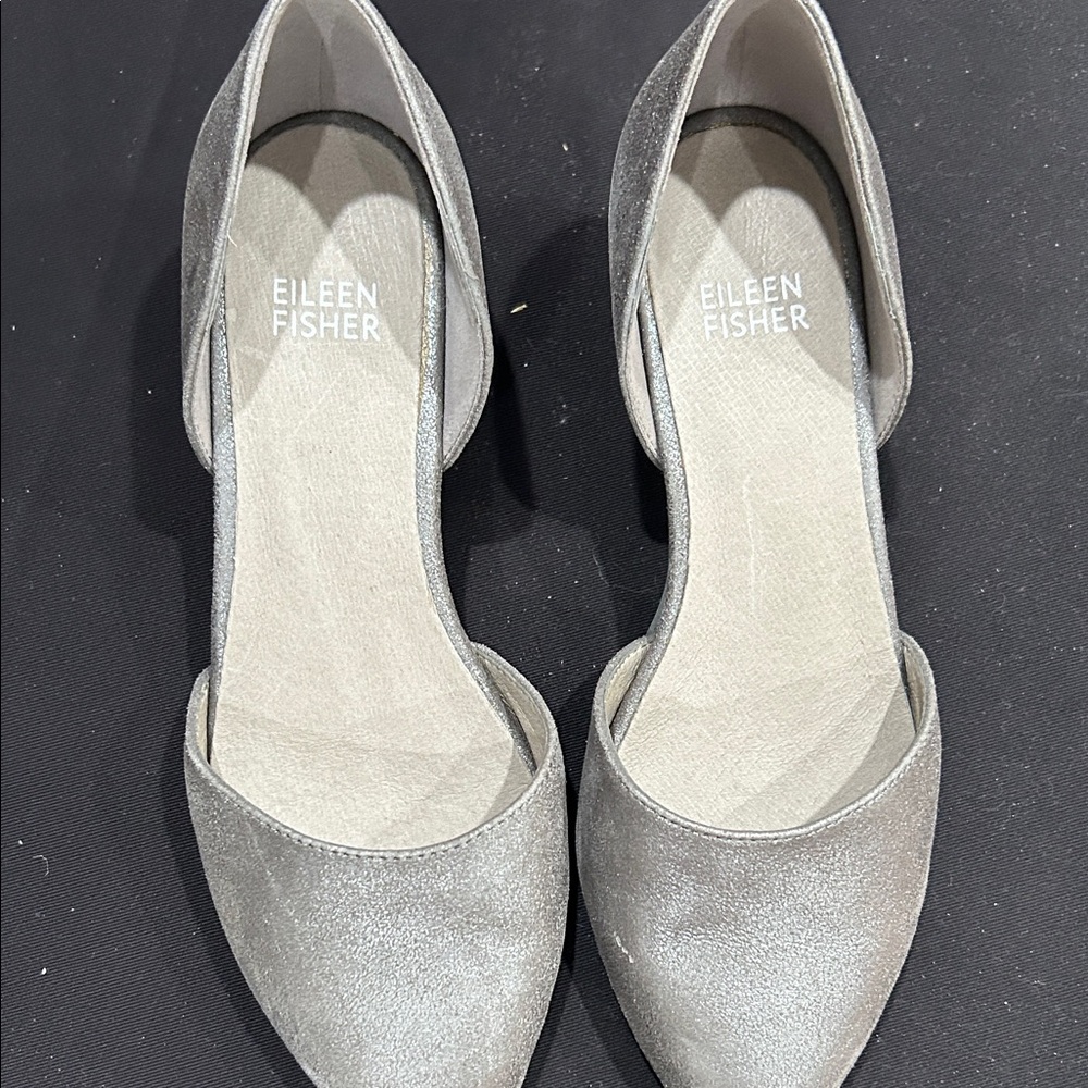 Eileen Fisher Silver colored D'Orsay Flats
